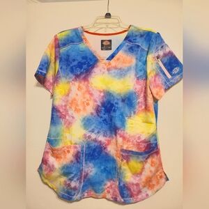 Dickies Tie-Dye Women's Scrub Top Size Medium
